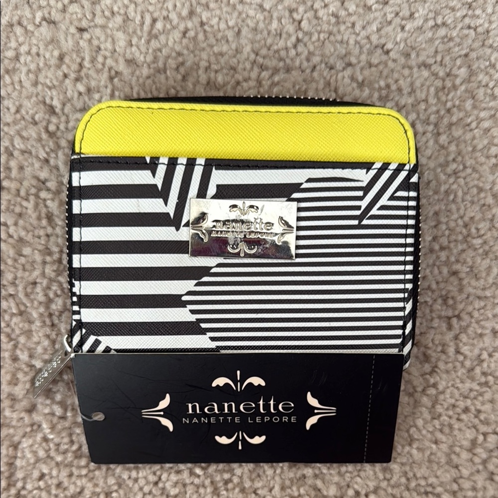 Nanette Lepore Yellow and Black Geometric Wallet